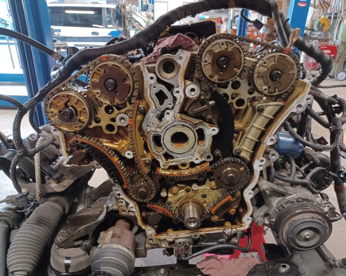 Chevrolet Equinox engine during timing system repair at Hazel Dell
Automotive & Exhaust in Vancouver, WA.